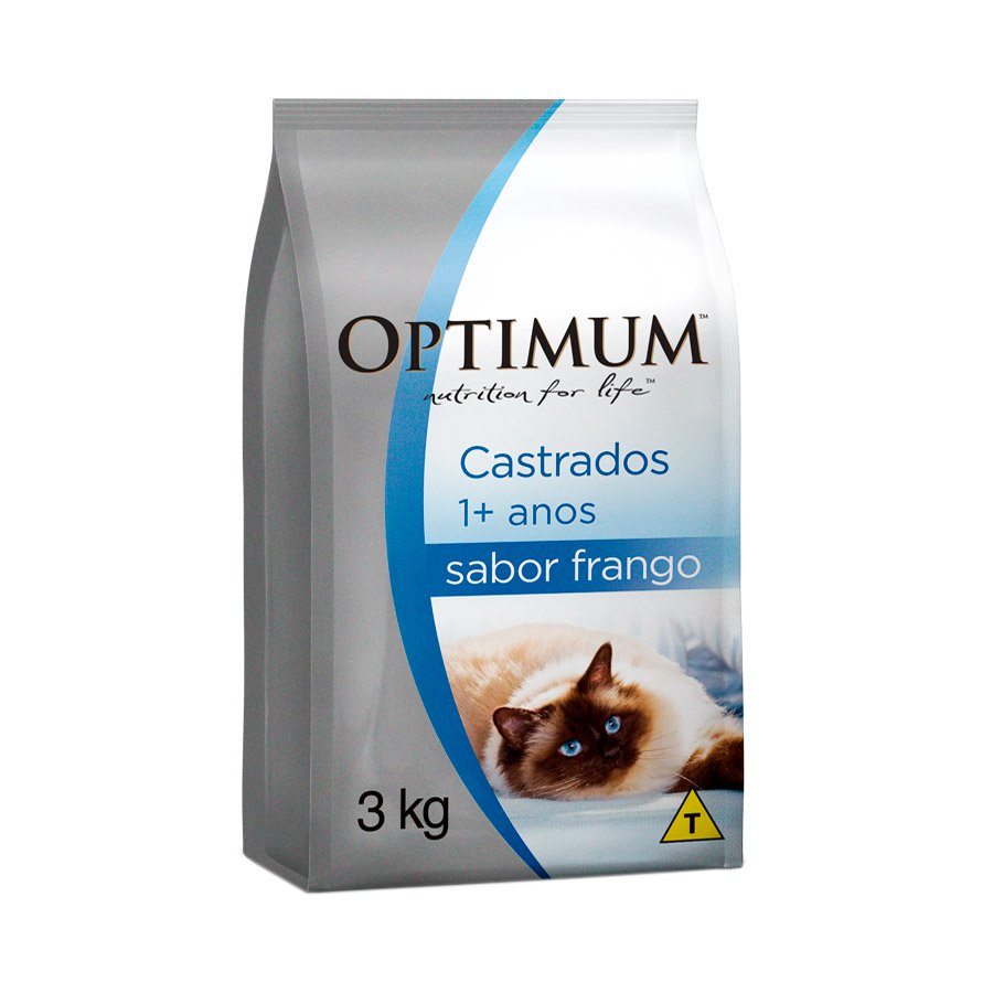Ração Optimum Para Gatos Adultos Castrados Sabor Frango - 3Kg