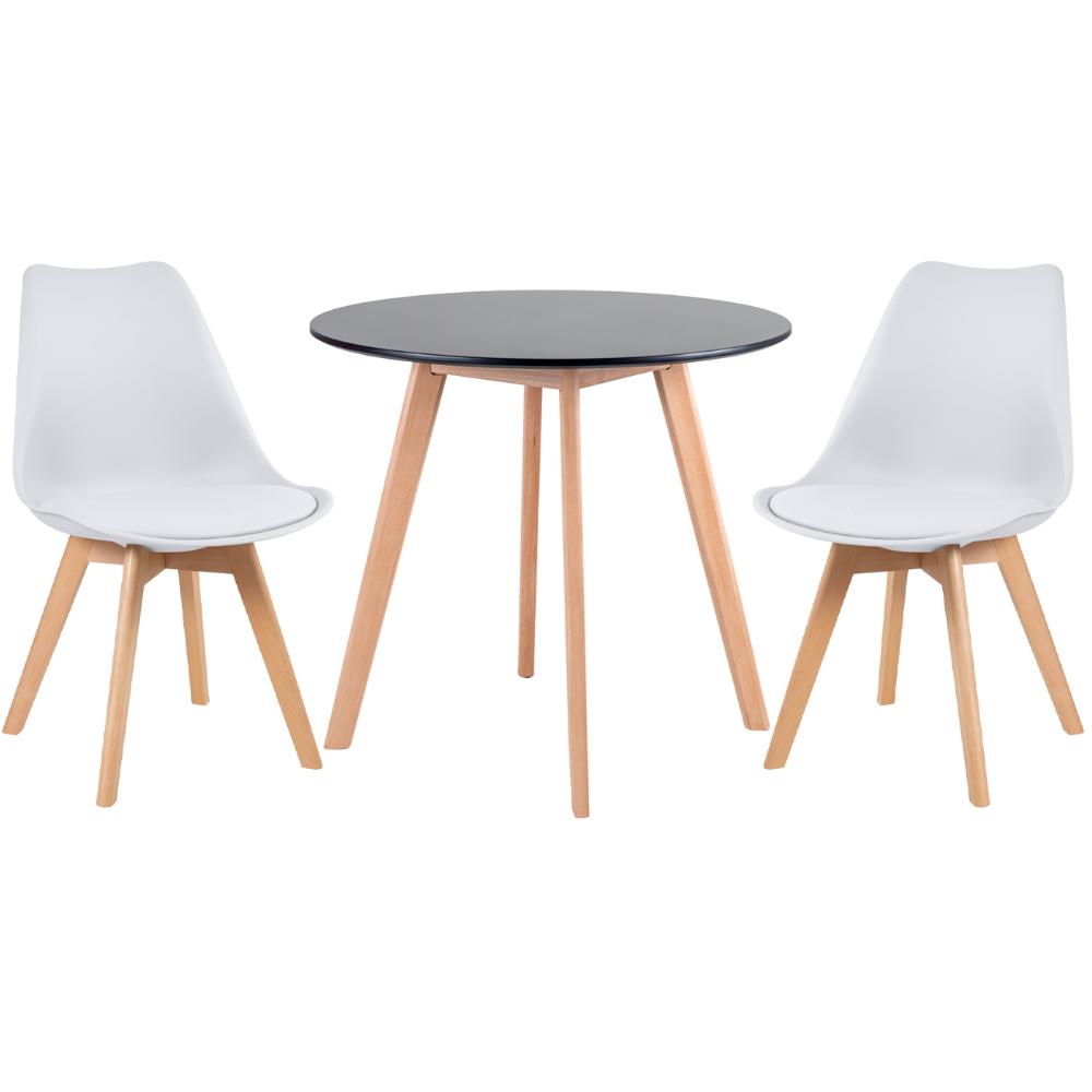 Mesa preto com cadeiras branco