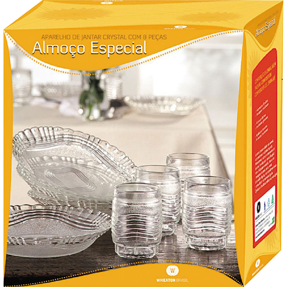 Aparelho De Jantar 8 Peças De Vidro Cristal Almoço Especial Wheaton Wheaton
