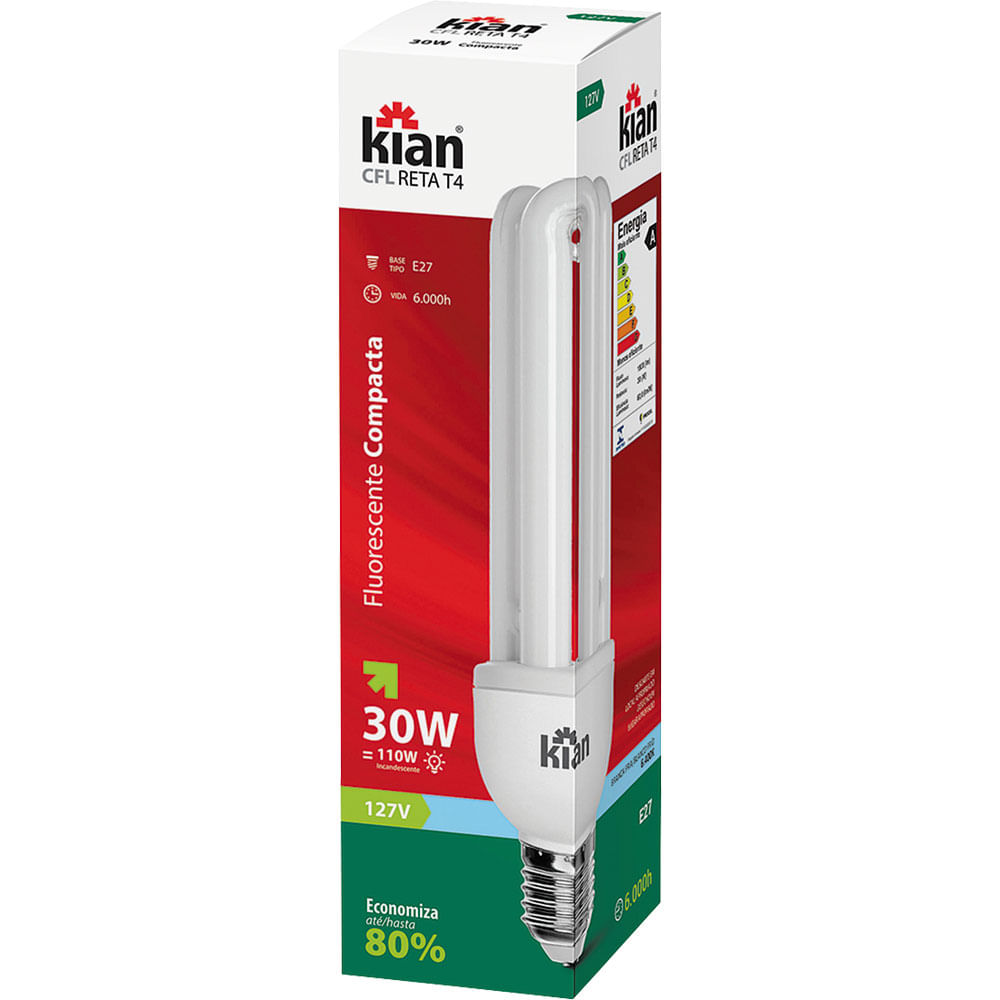 Lâmpada Eletrônica Compacta 30W 3U Kian 127V Branca Kian