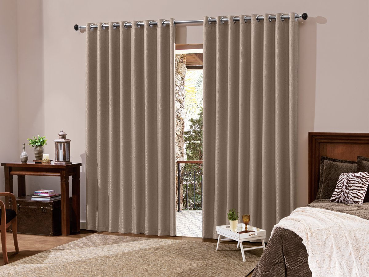 Cortina Blackout Sala/Quarto Em Tecido 2,00 X 1,80 Bege Escuro | Admirare