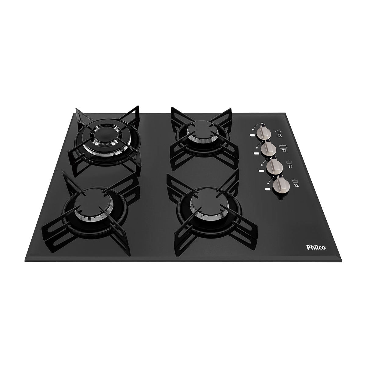 Cooktop 4 Bocas Philco A Gás Preto Cook Chef 4 Tc Bivolt