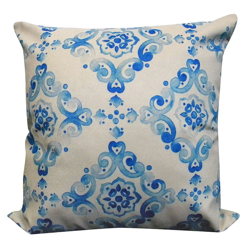 Capa Para Almofada Veludo Estampado 45X45 - Perfil Matelados - Mandalas Azuis