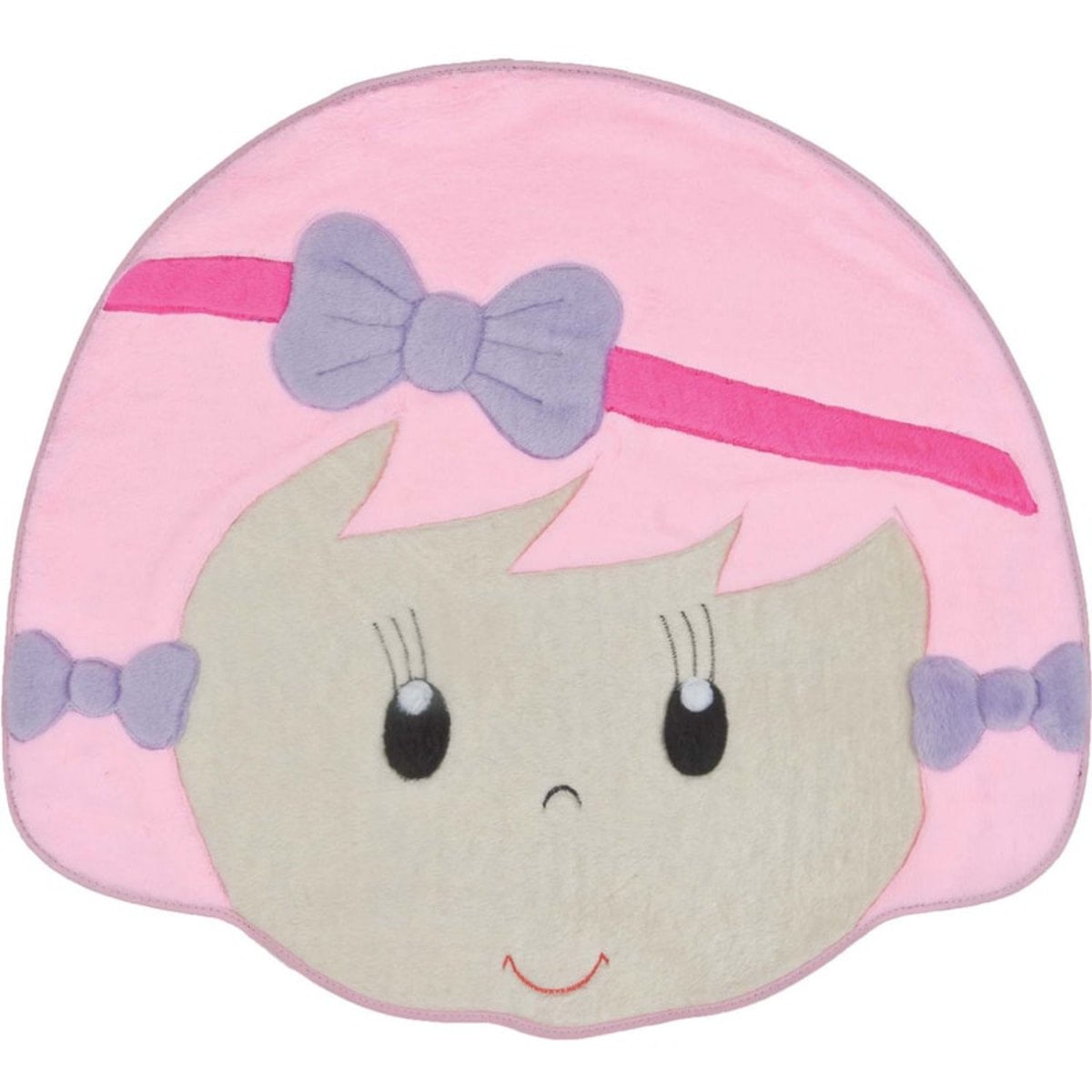 Tapete Infantil De Pelúcia Padrão 78X67 Menina Laço Rosa