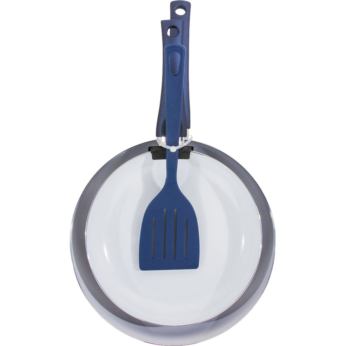 Conjunto De Frigideiras 22/26Cm Cerâmica Com Espátula Casa Do Chef Azul Marinho Casa Do Chef