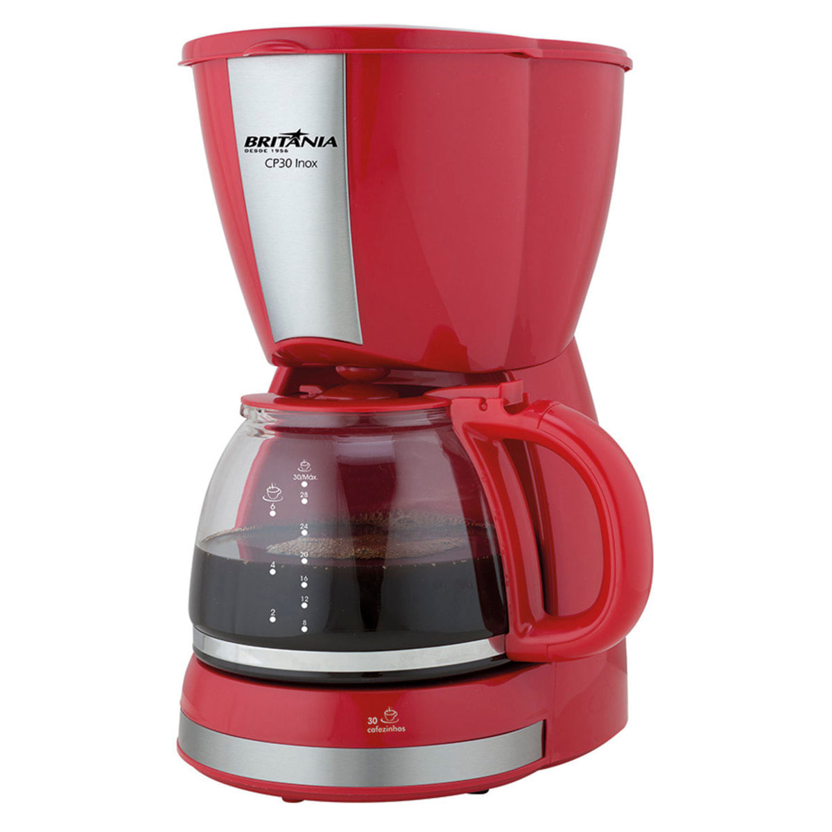 Cafeteira Cp30 Inox 30 Cafezinhos Vermelha Britânia 220V