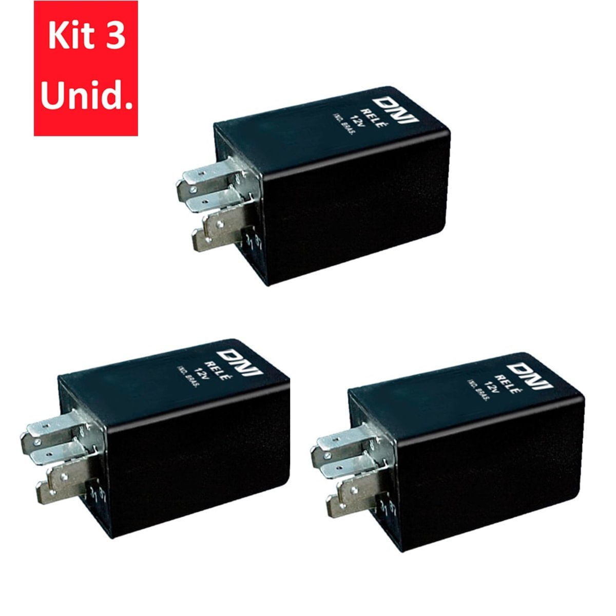 Kit 3 Unidades - Relé Acionador Pulso Negativo - Uso Geral - 12V - Dni 0415