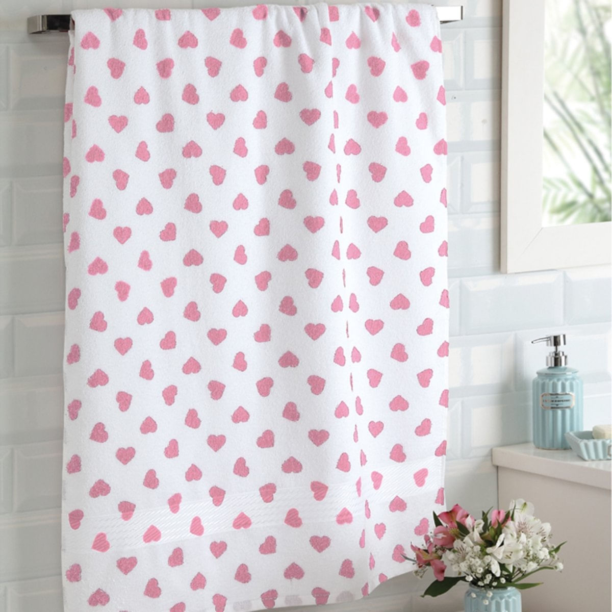 Toalha De Banho Prisma Dohler Felpudo Formosa Coração Rosa