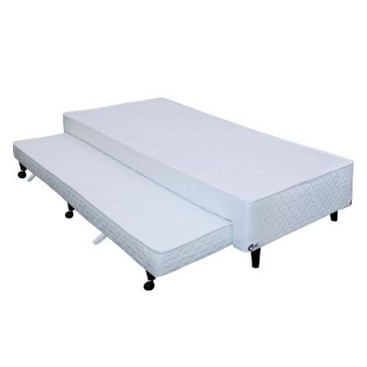 Base Cama Box Castor Solteiro Acoplada Firme Poliéster, Branca, 7395
