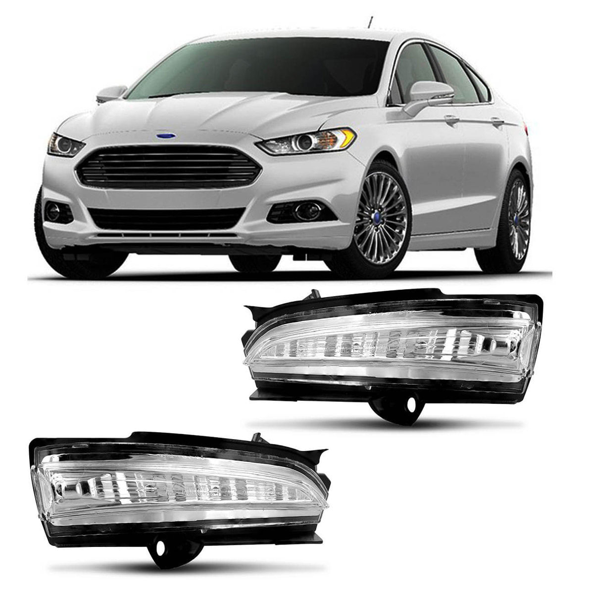 Pisca Retrovisor Ford Fusion 2015 2016 2017 2018 Seta Cristal - Lado Direito + Lado Esquerdo