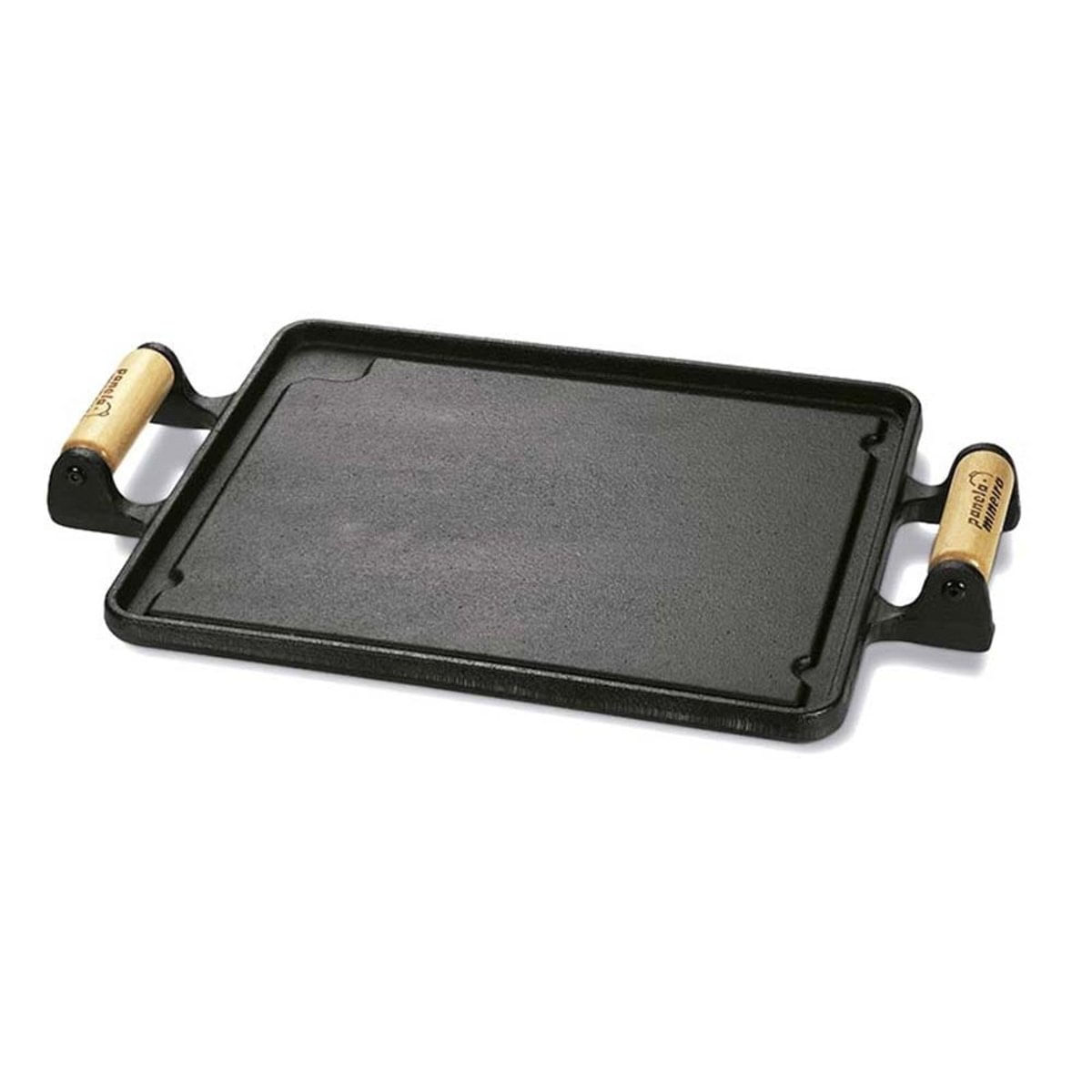 Chapa De Ferro Fundido E Alça Madeira 46X25 Cm - Panela Mineira