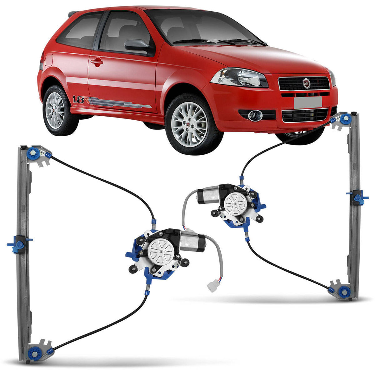 Máquina Vidro Elétrico Palio Strada 1996 A 2017 2 Portas Com Motor - Lado Direito + Lado Esquerdo
