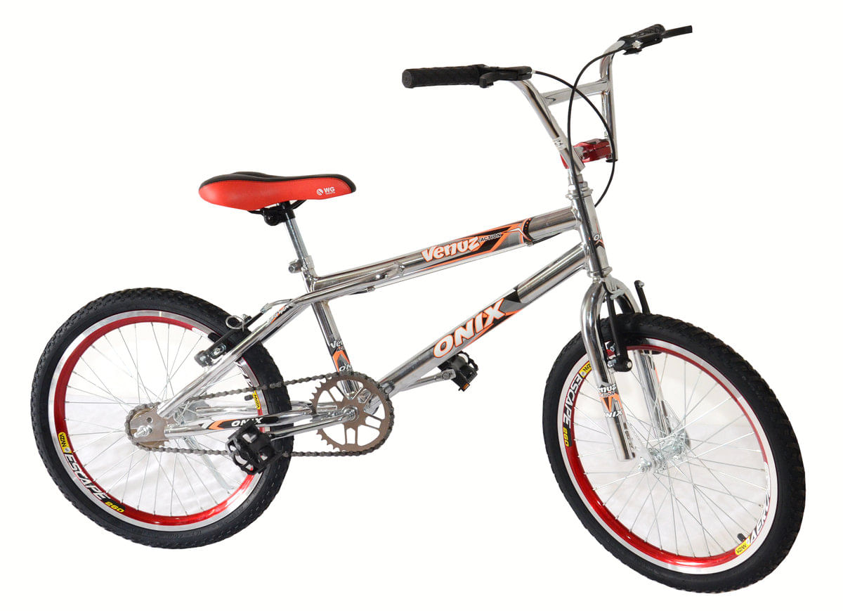 Bicicleta Aro 20 Onix Cross Cromada Com Aero E Selim Na Cor Vermelho