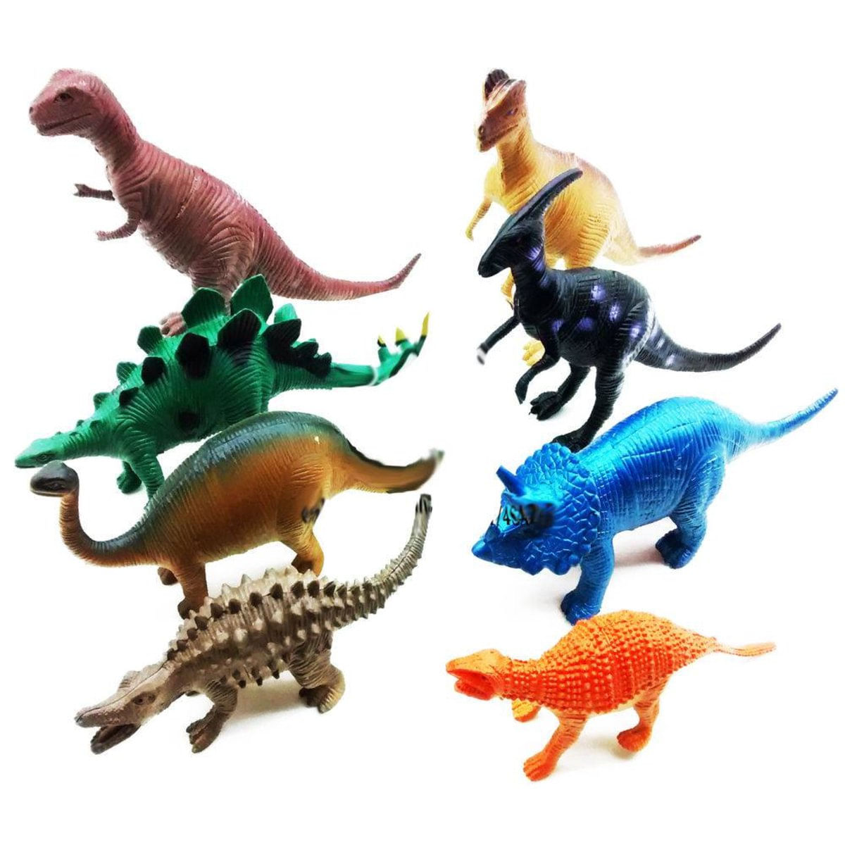 Kit C/ 8 Miniaturas Coleção Dinossauros Jurassic Em Borracha
