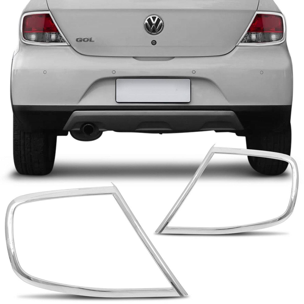 Par De Aros Cromados Moldura Lanterna Traseira Gol G5 09 A 12 Encaixe Perfeito Excelente Acabamento