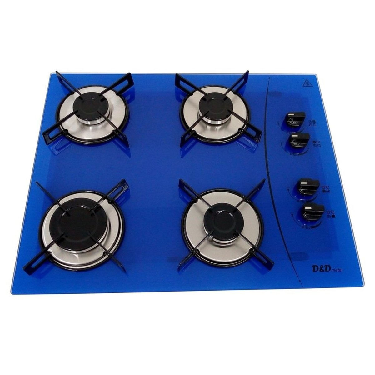 Cooktop A Gás 4 Bocas Azul Mega Chama Bivolt D&D Metal Ce04az