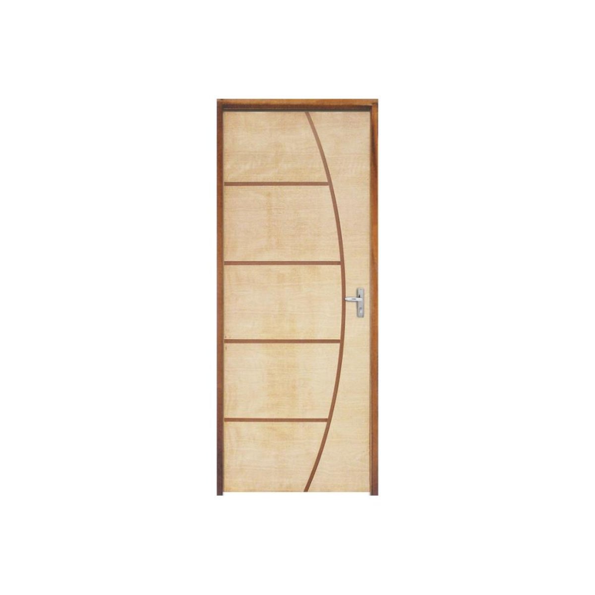 Porta Com Miolo Semi Oco Montada Esquerda Curupixá Frisada 210X82cm