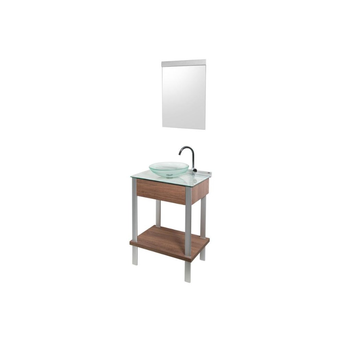 Conjunto De Gabinete E Espelheira Com Cuba Em Vidro Wood Carvalho Évora