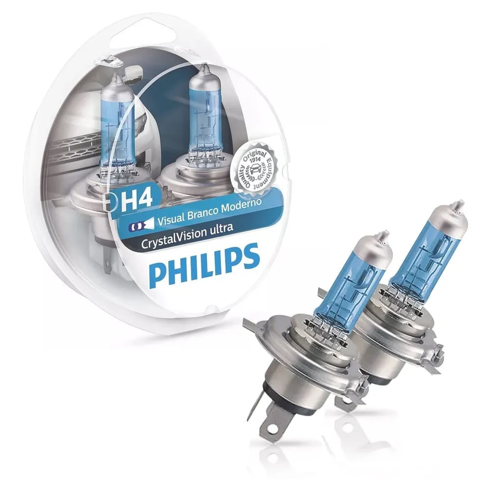 Par Lâmpada H4 Philips Crystal Vision Fiat Uno 2011-2014
