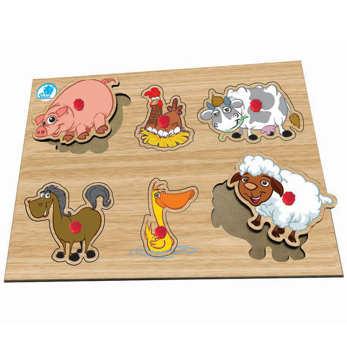 Quebra-Cabeça Infantil Com Pinos - Animais Da Fazenda