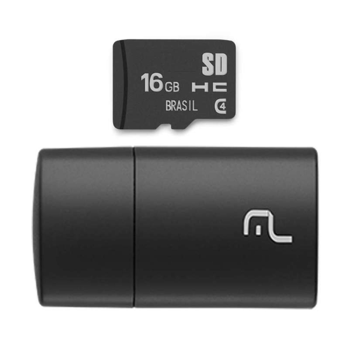 Kit 2 Em 1 Leitor Usb + Cartão De Memória Micro Sd Classe 4 16Gb Até 480Mb/S Preto Multilaser - Mc172 - Padrão
