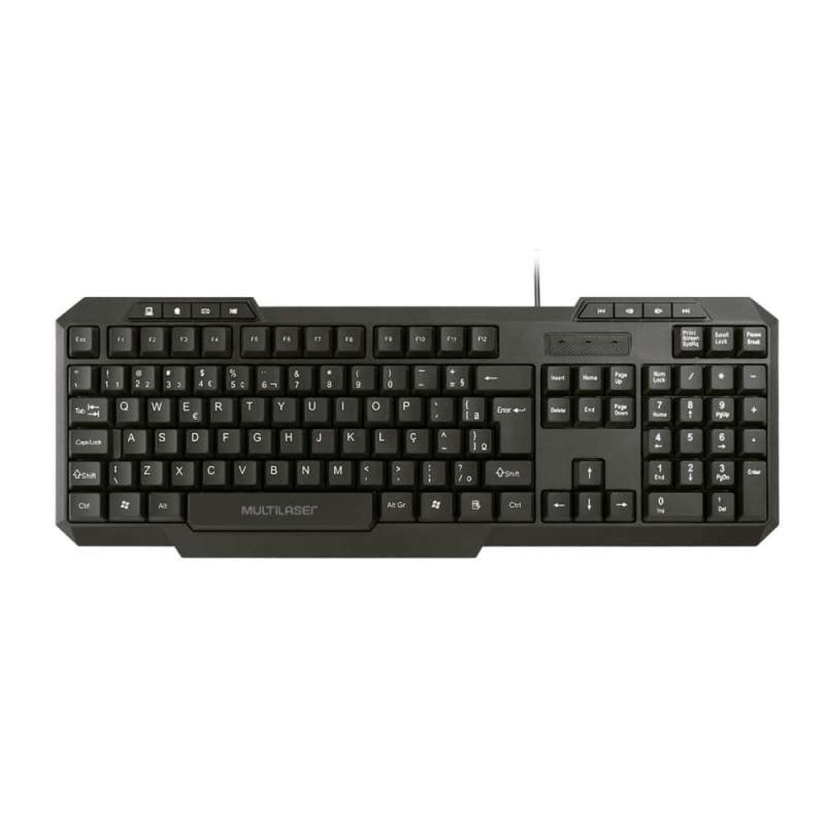 Teclado Multimídia Usb Preto Multilaser- Tc206 - Padrão