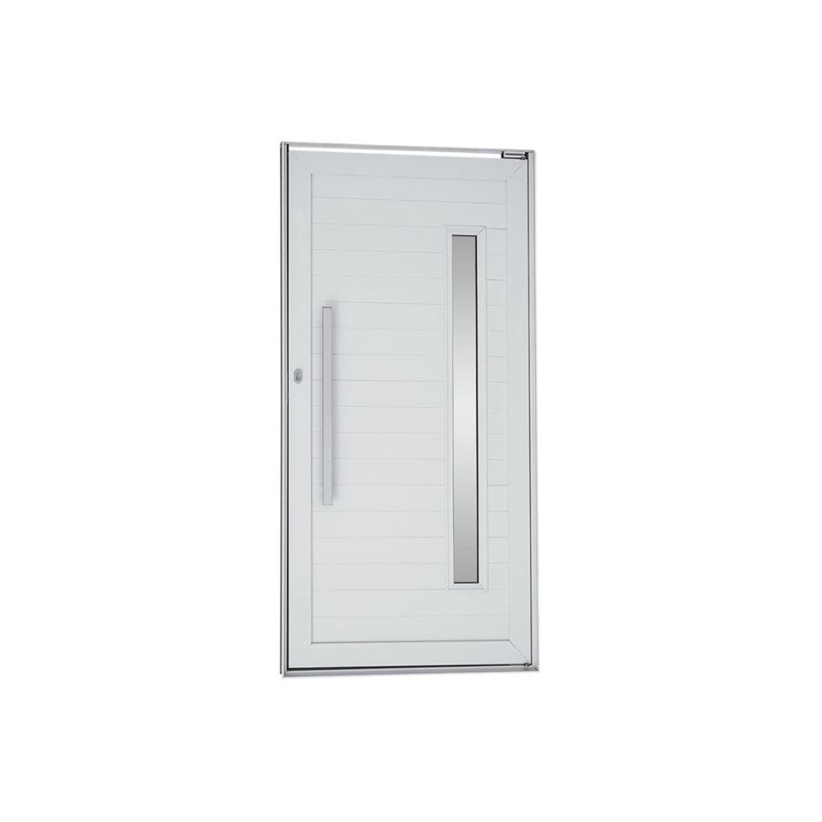 Porta Pivotante Direita Vidro Puxador 216X100cm Branca