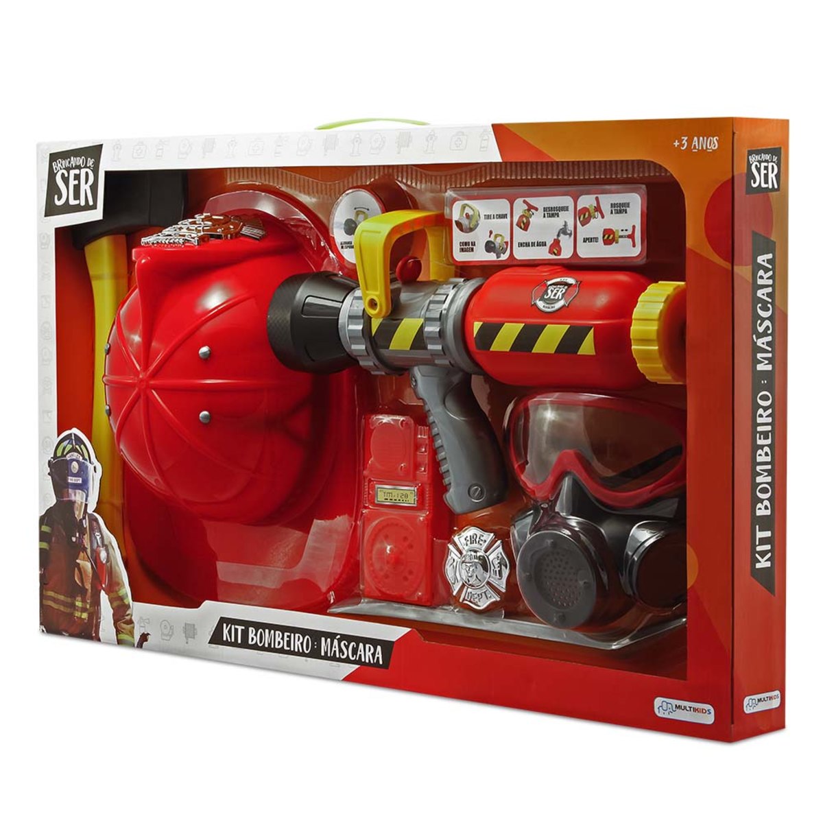 Brincando De Ser Kit Bombeiro Com Máscara De Oxigênio Indicado Para +3 Anos Vermelho Multikids - Br962 Br962