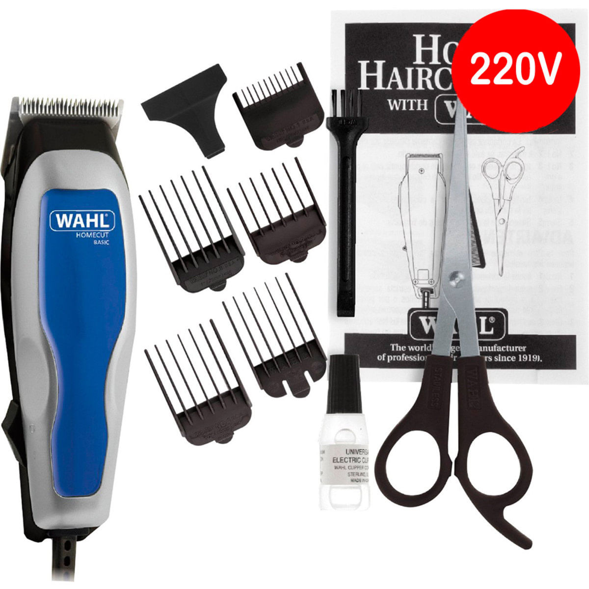 Maquina De Cortar Cabelo Wahl Home Cut Basic 10 Peças 220V Com Fio - 09155-2548