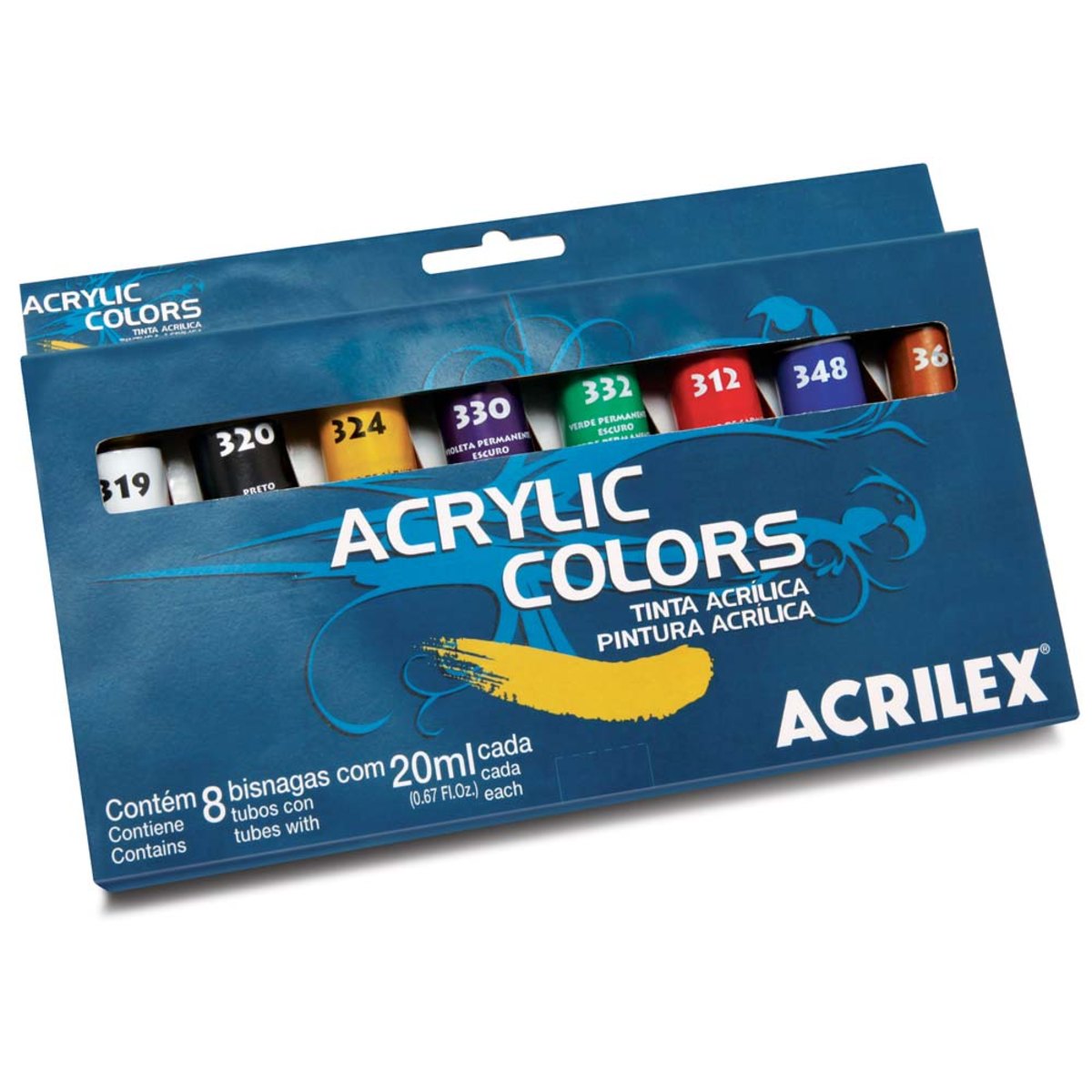 Estojo Tinta Acrílica Acrylic Colors Acrilex Com 8 Bisnagas 20Ml