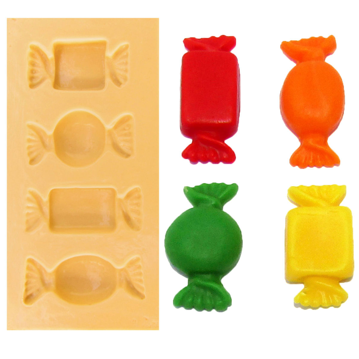 Molde De Silicone Para Biscuit Casa Da Arte - Modelo: Kit De Balas Pequeno 431