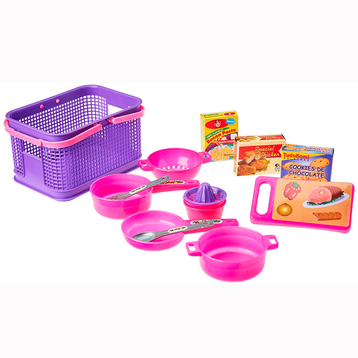 Cestinha De Cozinha Completa Pica Pau Utensílios Brinquedo