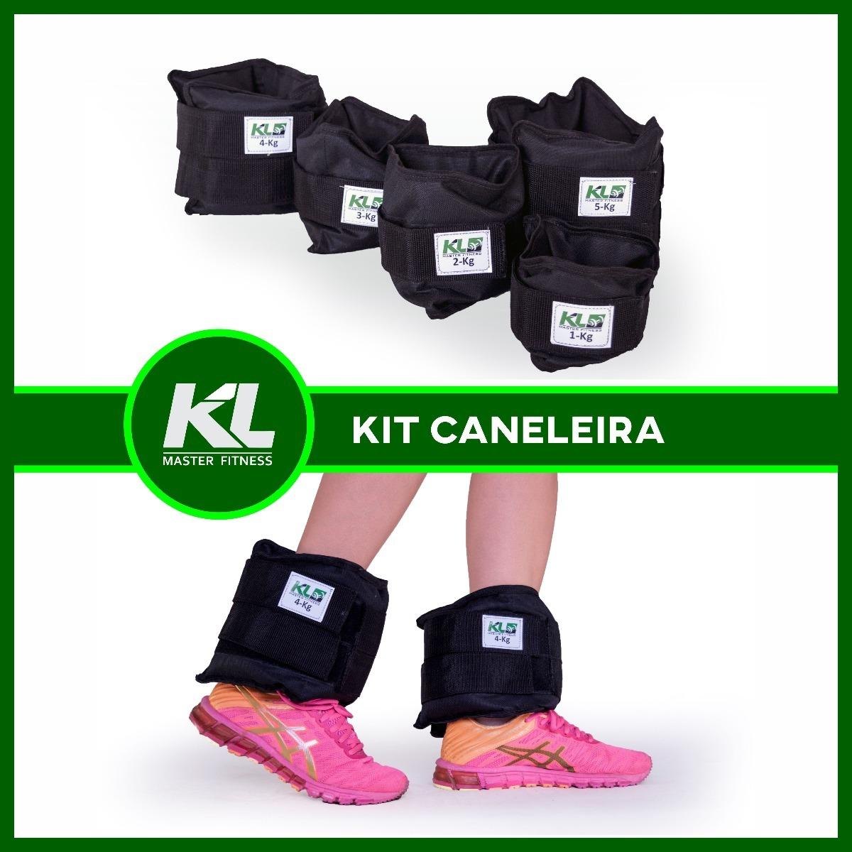Kit Caneleira Tornozeleira De Peso 2Kg 3Kg 4Kg Fixa Fechamento Auto-Adesivo
