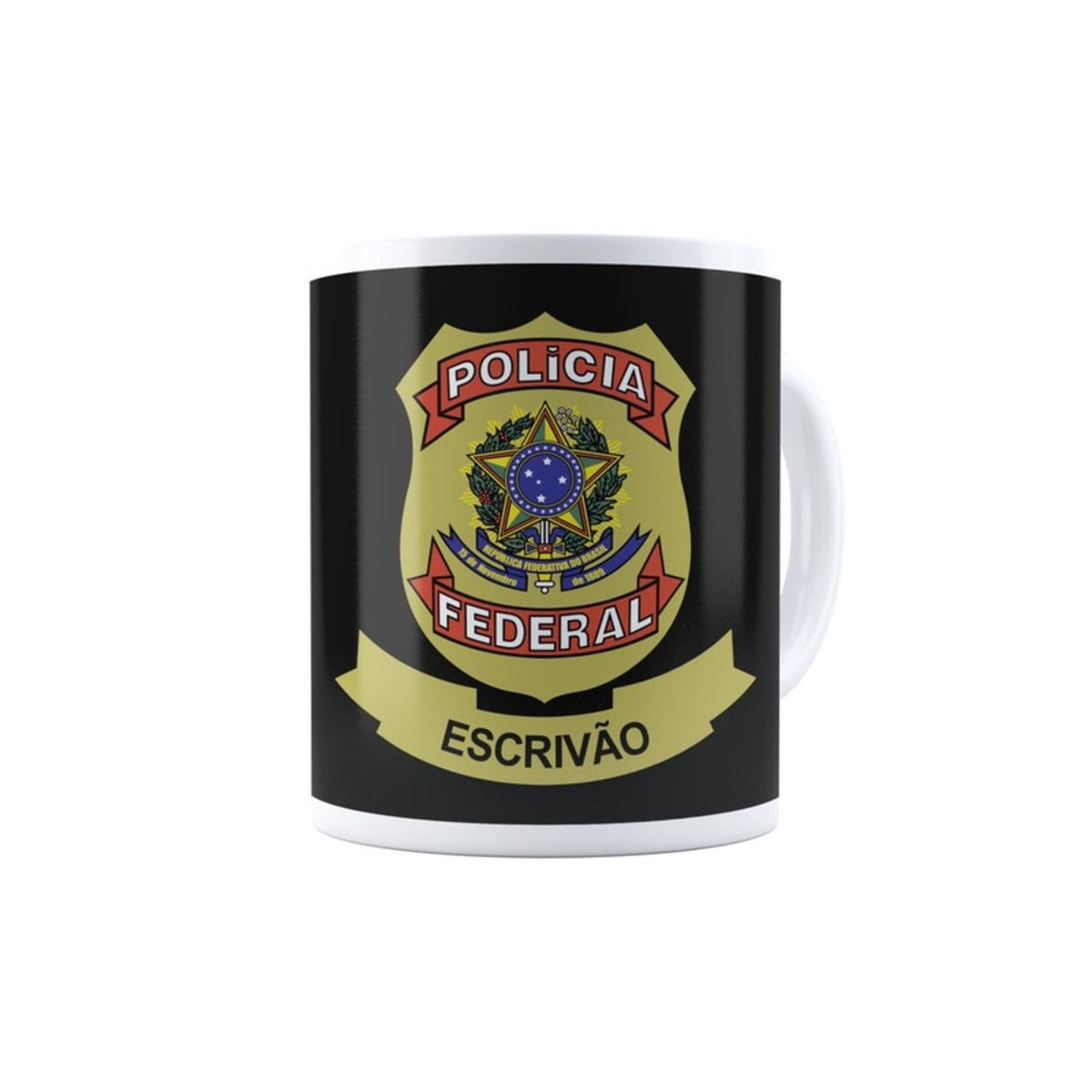 Kit Escrivão Polícia Federal Caneca Com Mousepad E Porta Copo