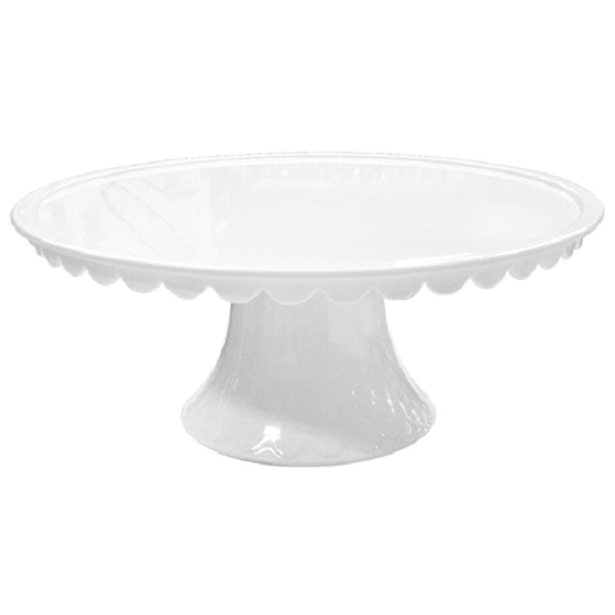 Premium Prato Para Bolo / Doces Com Pe De Melamina Branca 35,5Cm