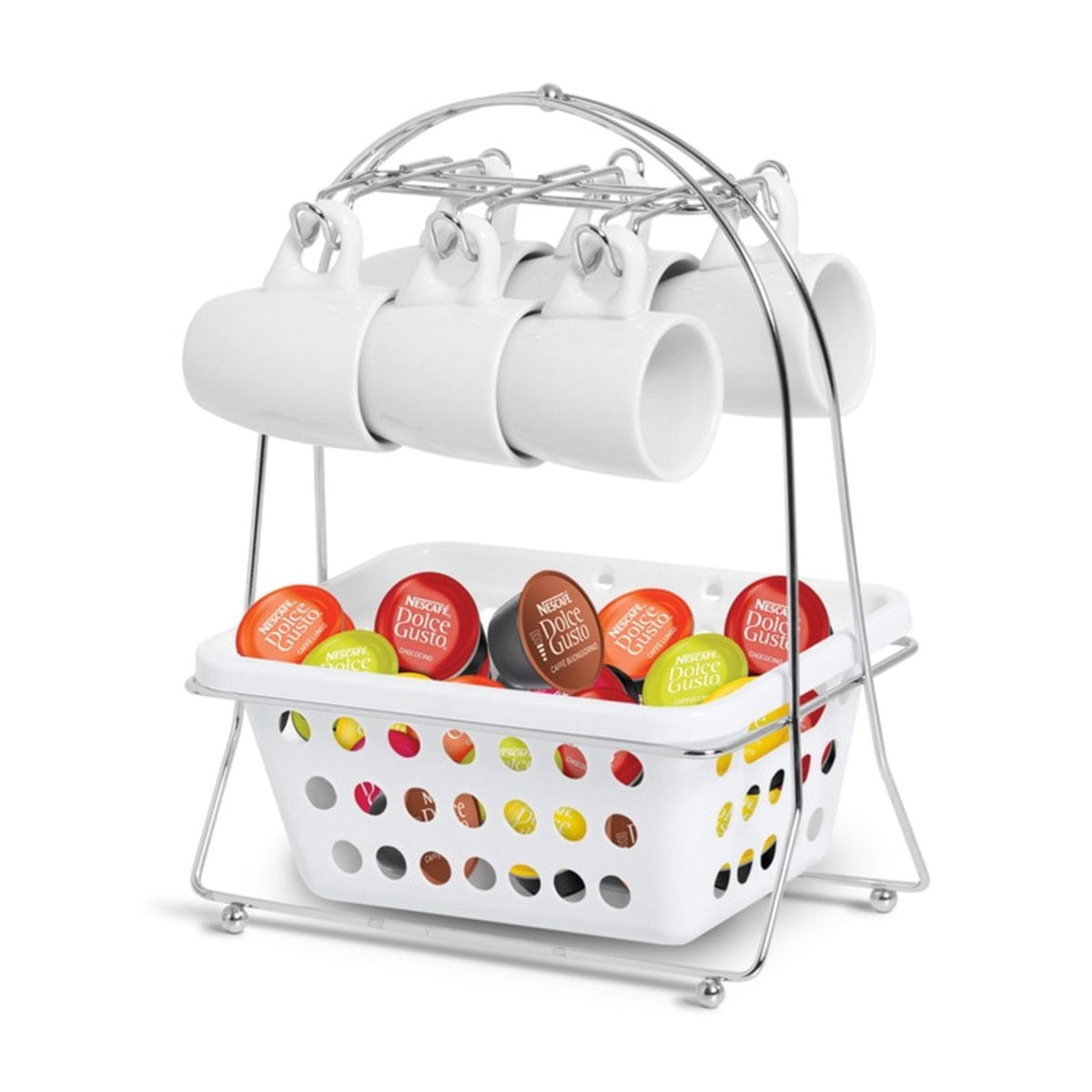 Suporte Porta Xícara E Organizador Capsula Café Branco