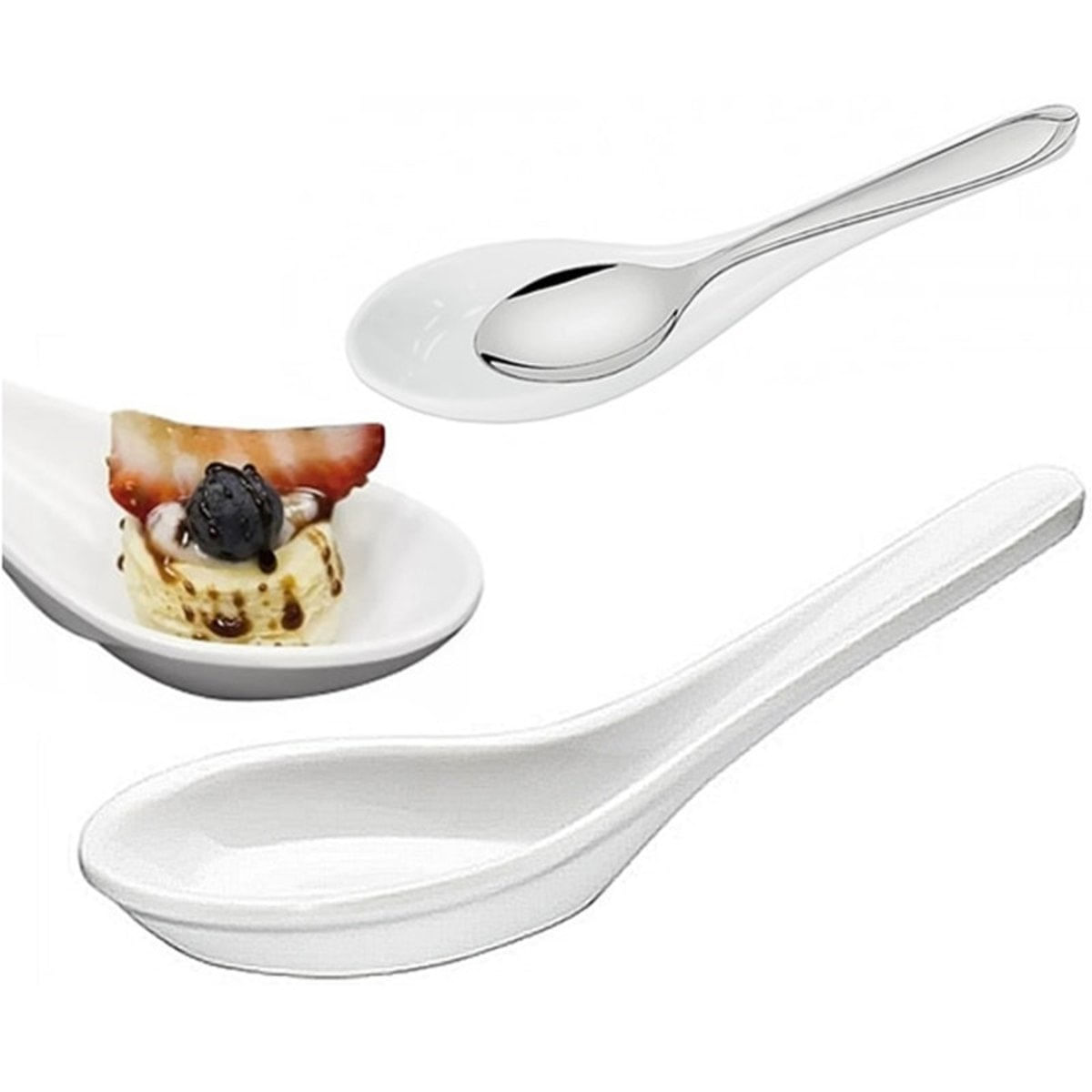 Kit 03 Colher Finger Food Servir Descanso Apoio Porcelana