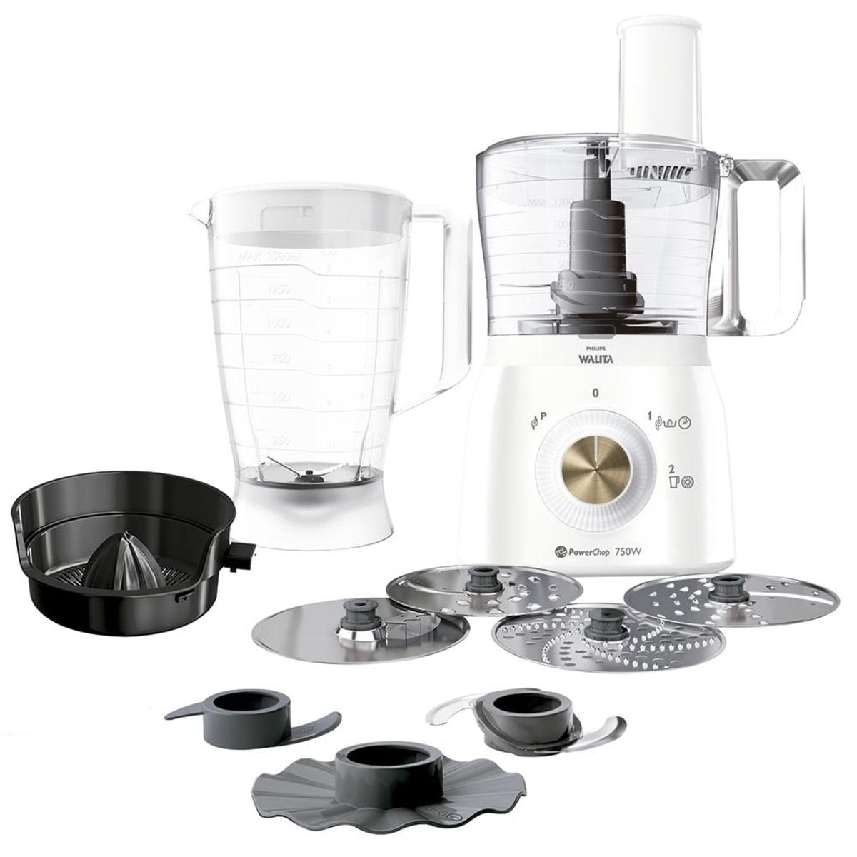 Processador De Alimentos Viva Collection Ri7636 2 Velocidades + Pulsar 750W Branco/Dourado - Philips Walita - 220V