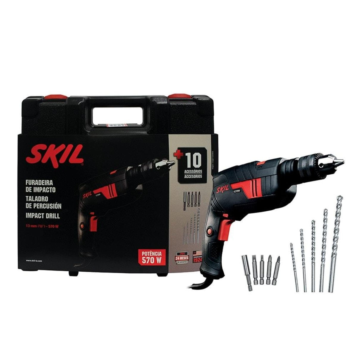 Furadeira De Impacto Skil 1/2 570W Com Maleta + 10 Acessórios 6555 - 220V