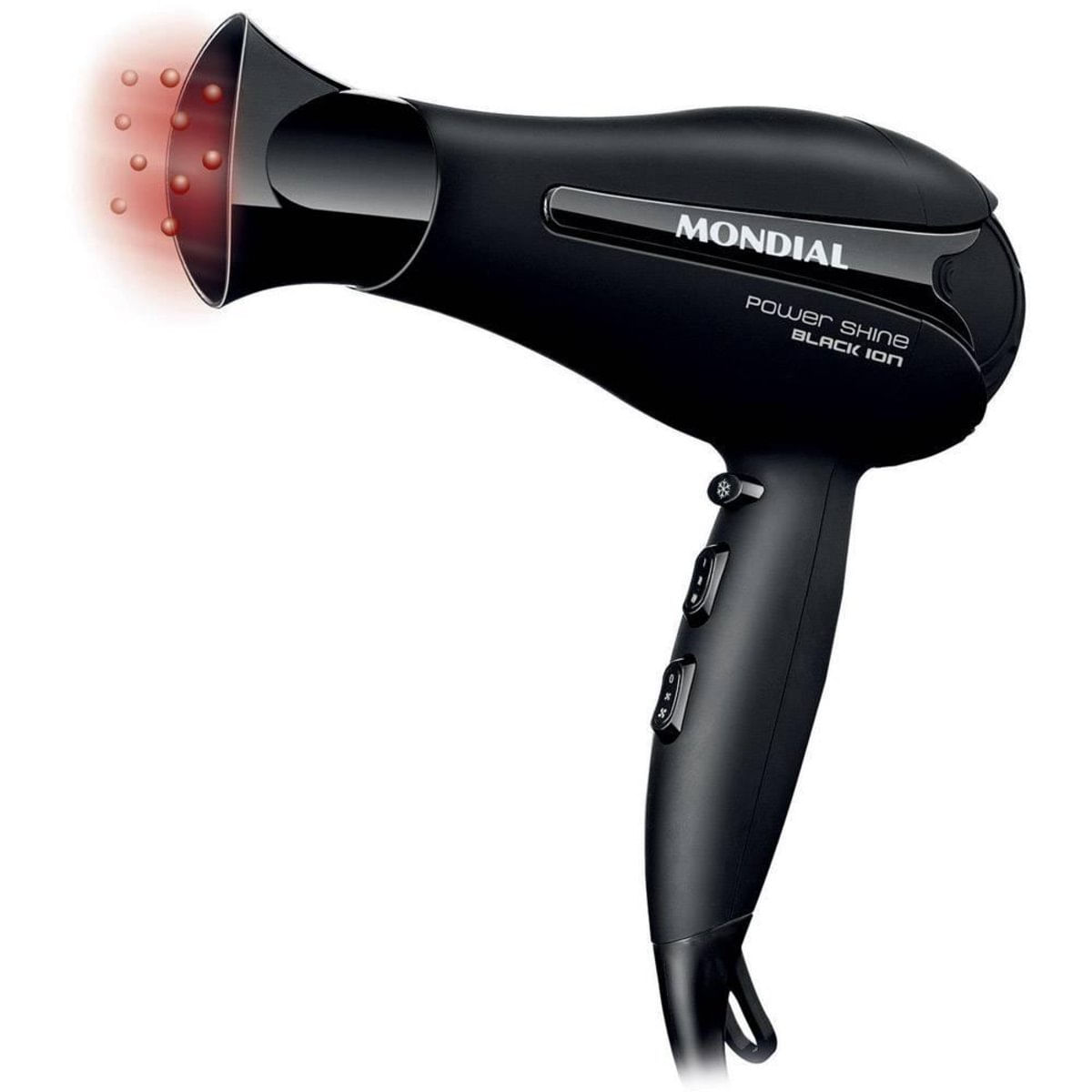 Secador De Cabelos Mondial Power Shine Black Sc-13, 2 Vel, 3 Temp, 1800W, Preto - 110V