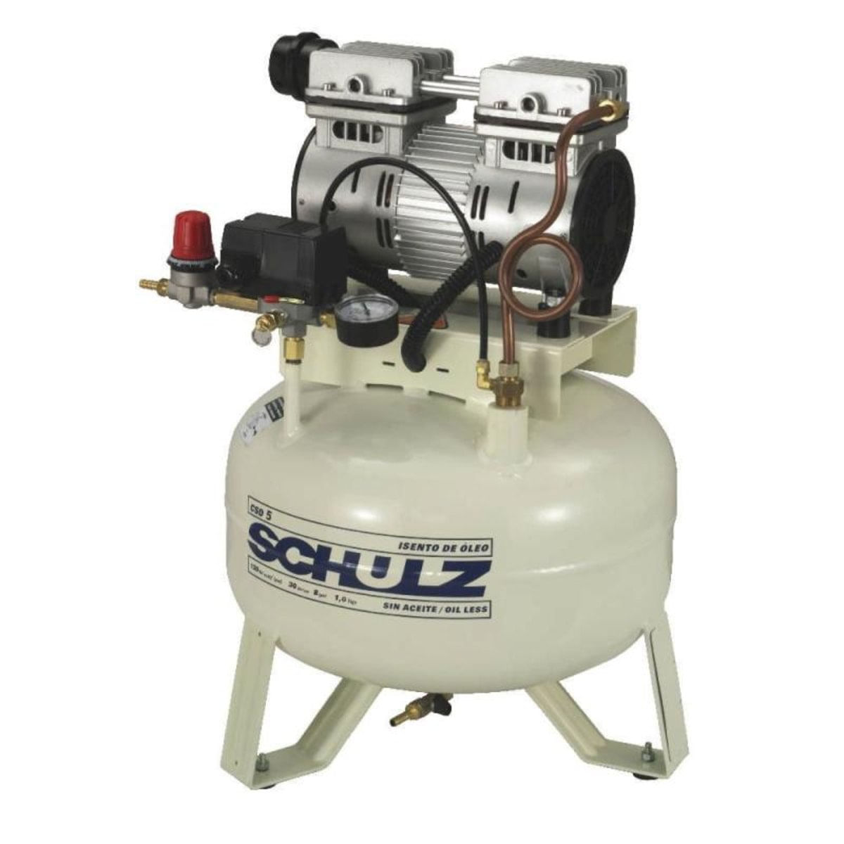 Compressor De Ar Odontológico 1,0 Hp 30 Litros Isento De Óleo Csd Schulz