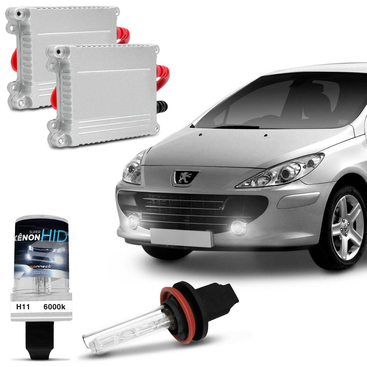Kit Xênon Completo H11 6000K Farol Milha Peugeot 307 01 A 11 Tonalidade Branca Reator Anti Flicker