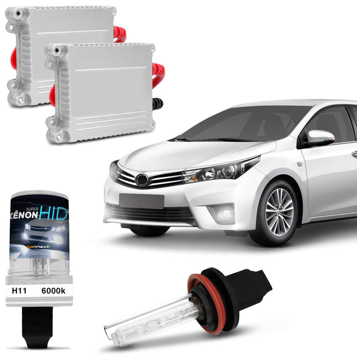 Kit Xênon Completo H11 6000K Farol Milha Corolla 12 A 14 Tonalidade Branca Reator Anti Flicker
