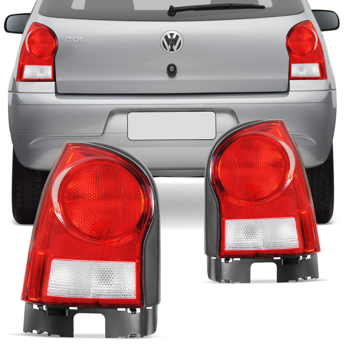 Par Lanterna Traseira Gol G4 2006 2007 2008 2009 2010 2011 2012 2013 2014 Bicolor Cristal