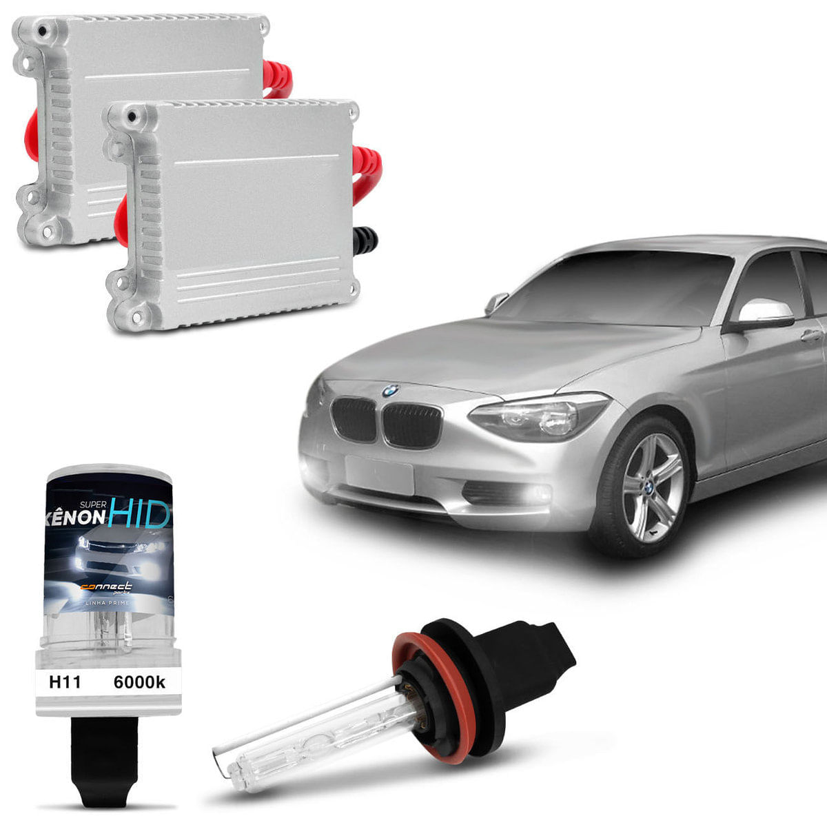 Kit Xênon Completo H11 6000K Farol Milha Bmw 118I 09 A 13 Tonalidade Branca Reator Anti Flicker