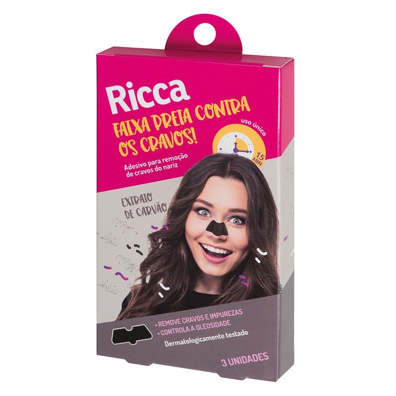 Adesivo Facial Ricca Preto Para Remoção De Cravos