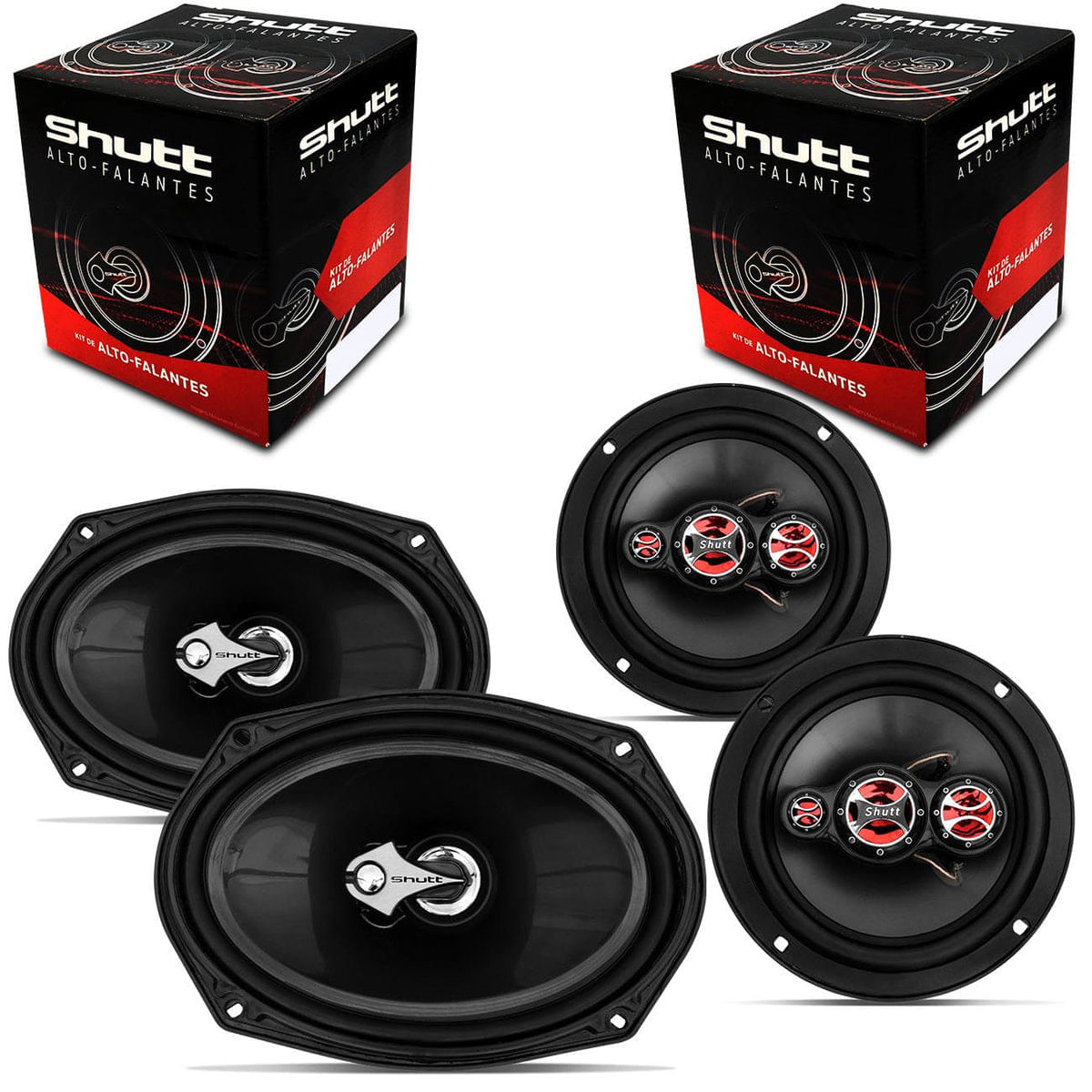 Kit Fácil Shutt Alto Falantes 6X9' Sh69g + Alto Falantes 6' Sh608 380 Rms 4 Ohms Bobina Simples