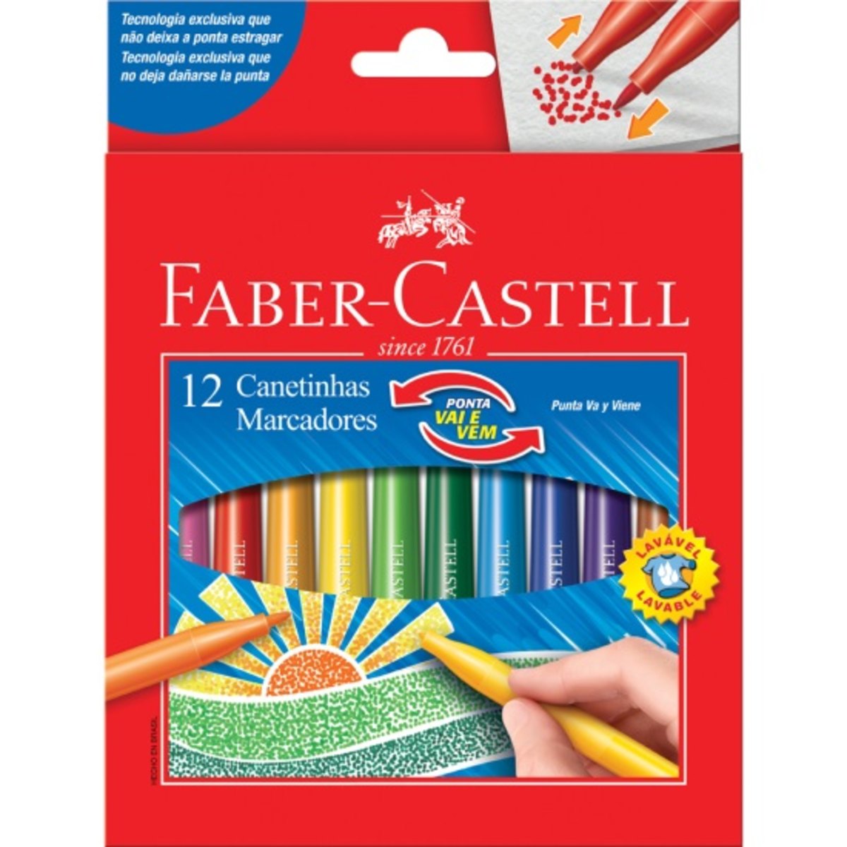 Canetinha Ponta Vai-E-Vem 12 Cores Faber-Castell 15.0112Vvzf