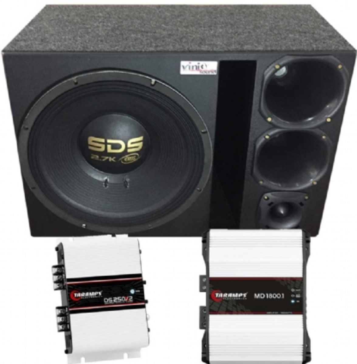 Caixa Trio Eros Sds 2.7K 15 Pol + 2 D250x + St200 + Módulos Taramps