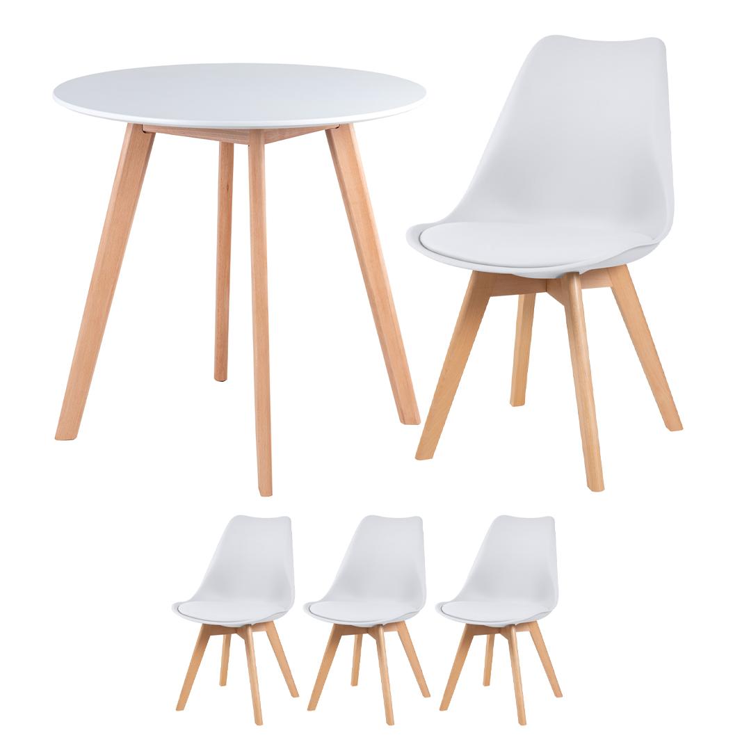 Mesa branco com cadeiras branco